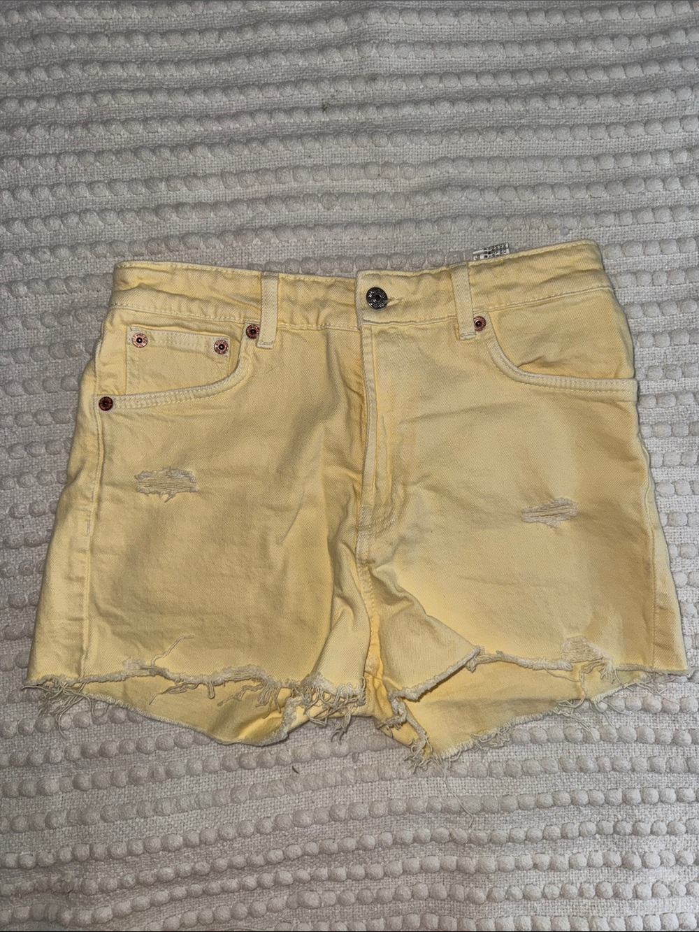 Zara yellow denim shorts